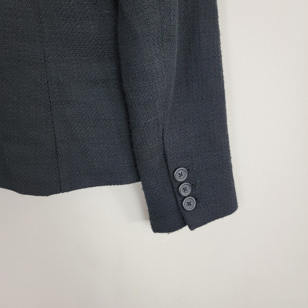 Karl Lagerfeld Blazer Womens 6‎ Black Fringe Tweed Single Breasted Long Sleeve - Picture 5 of 12